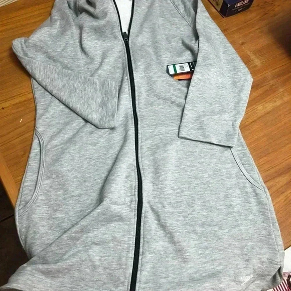 Speedo Heather Gray Long Hoodie UV Protection - Picture 3 of 5